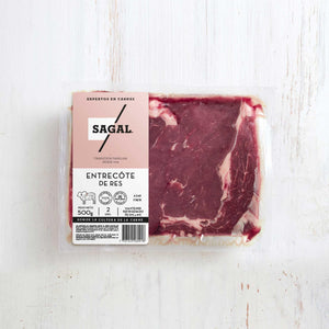 Entrecôte de Res marca Sagal empacado al vacio